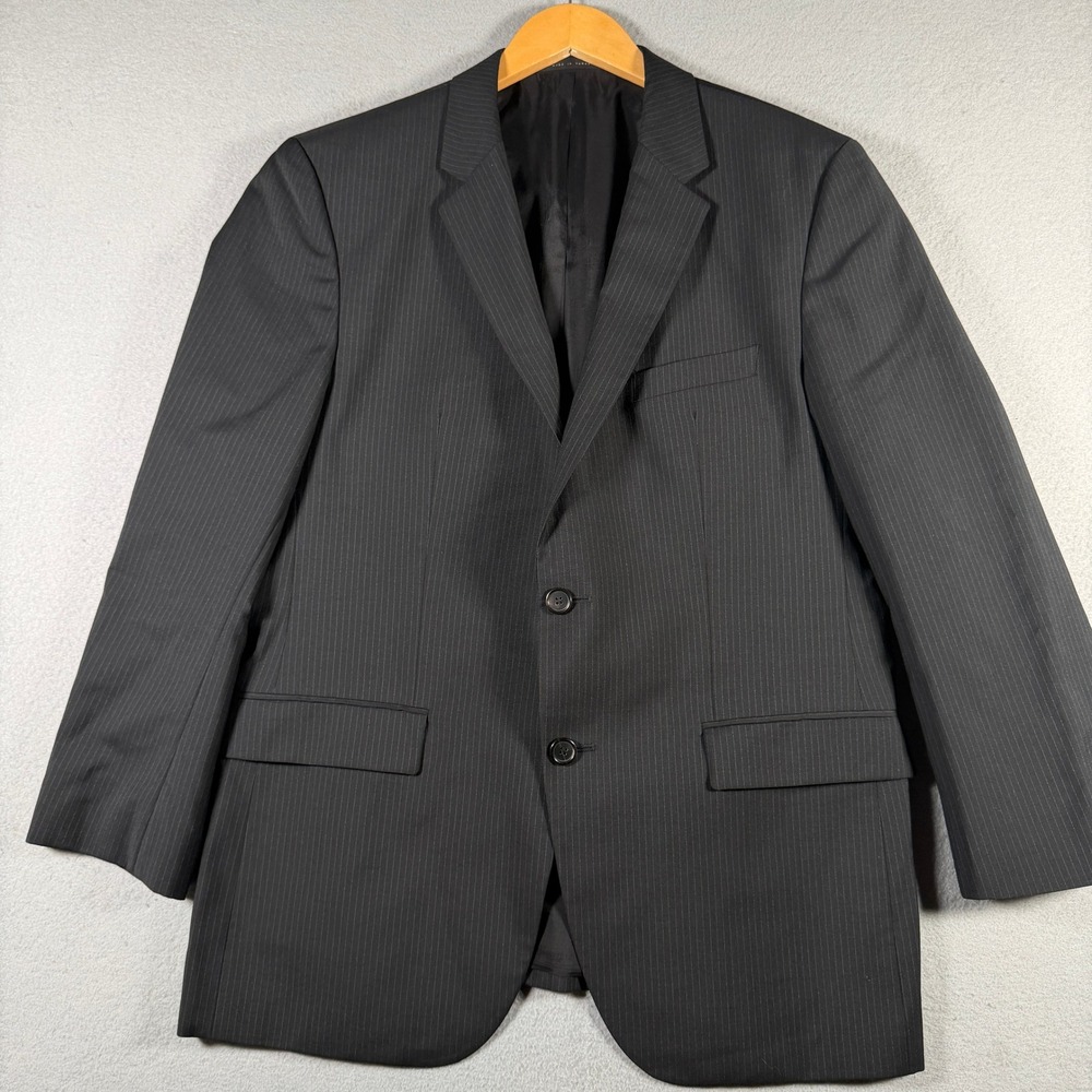 Hugo Boss Black Pinstripe Virgin Wool Blazer Suit Jacket 42R Grand Central US